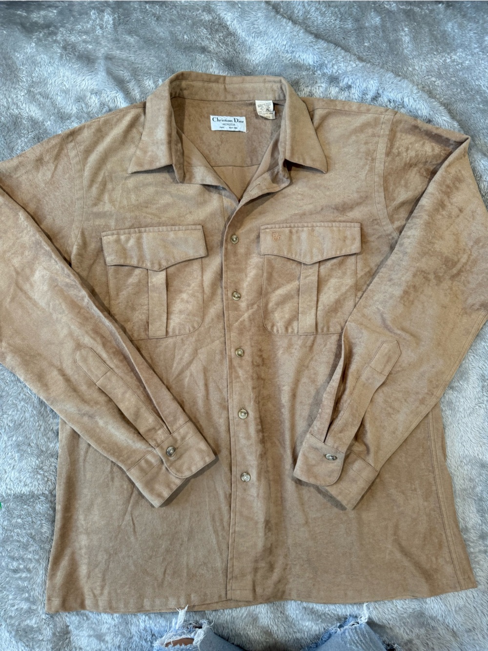 VTG Dior Men's Light Brown Suede Shirt Jacket